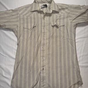 Vintage Ranch & Town western rodeo shirt short sleeve pearl snap stripe L